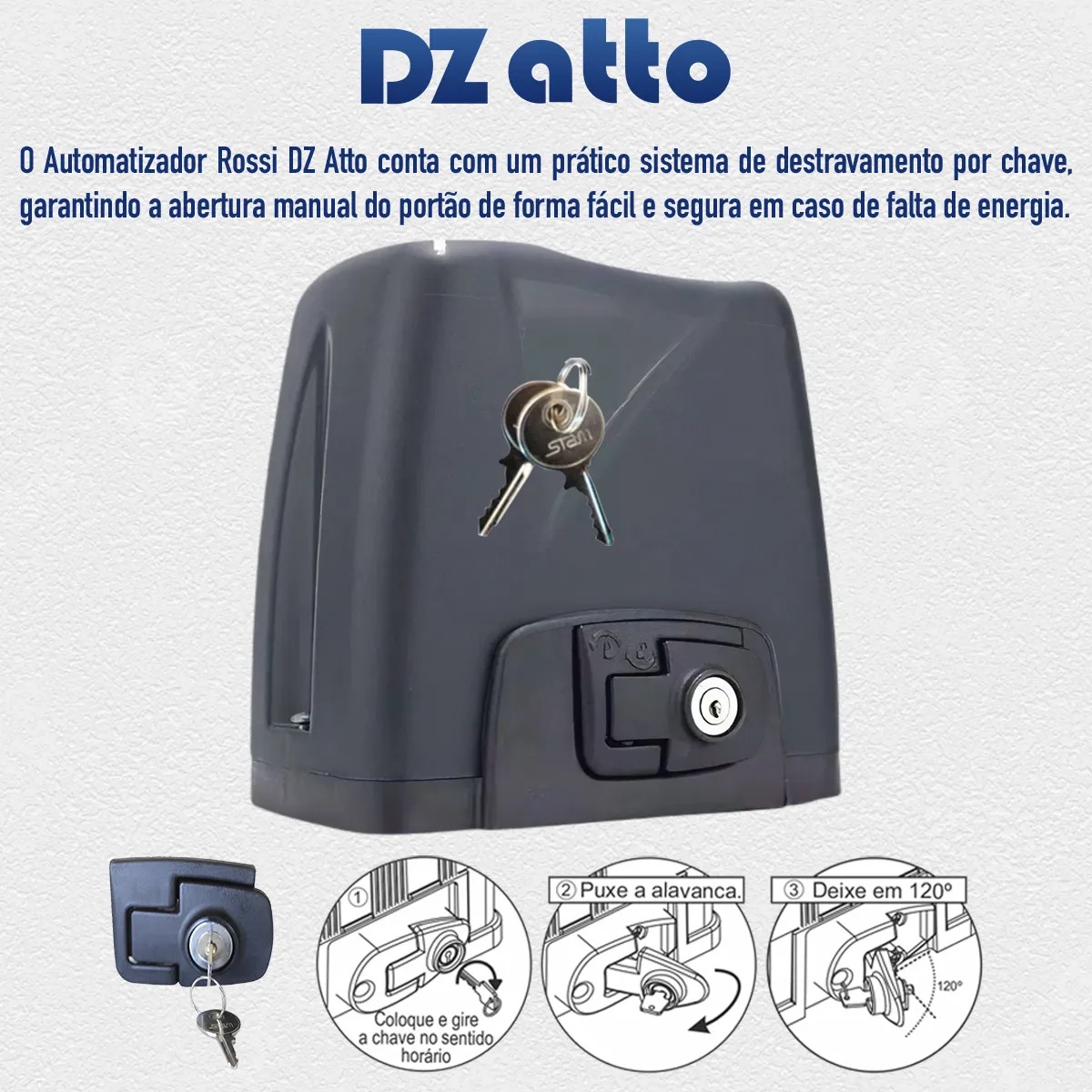 AUTOMATIZADOR DESLIZANTE ROSSI DZ ATTO V2 36 TURBO – PARA PORTÕES DE ATÉ 350KG